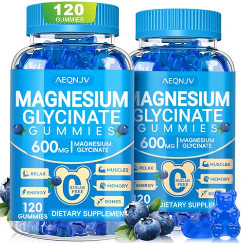 AEQNJV magnesium glycinate gummies bottle—600 mg formula for daily sleep support