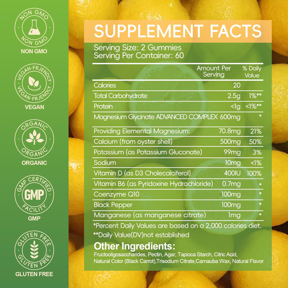 AEQNJV Magnesium Glycinate Gummies lemon bottle demonstrates easy daily use