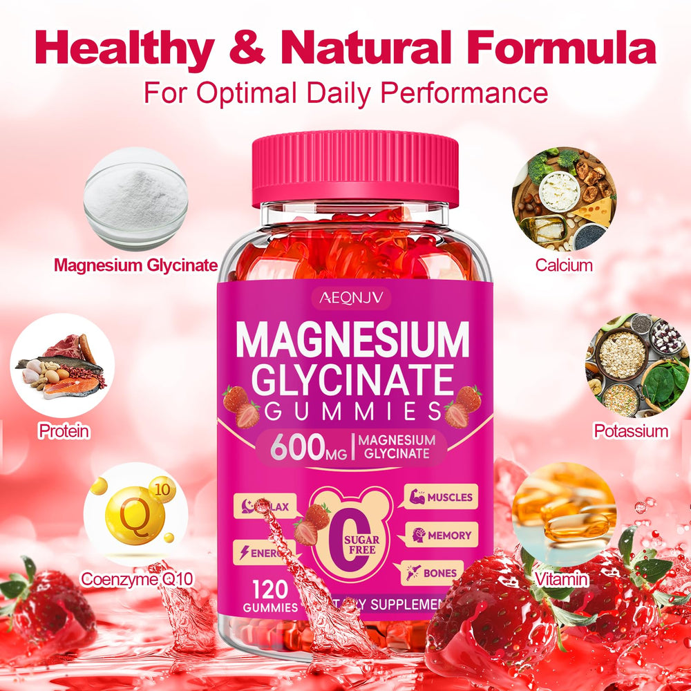 AEQNJV magnesium glycinate gummies sugar-free icon for daily routine use.
