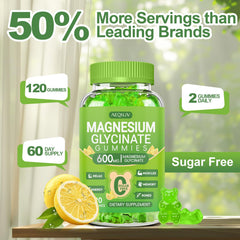 AEQNJV Magnesium Glycinate Gummies texture closeup emphasizes lemon flavor and chewability