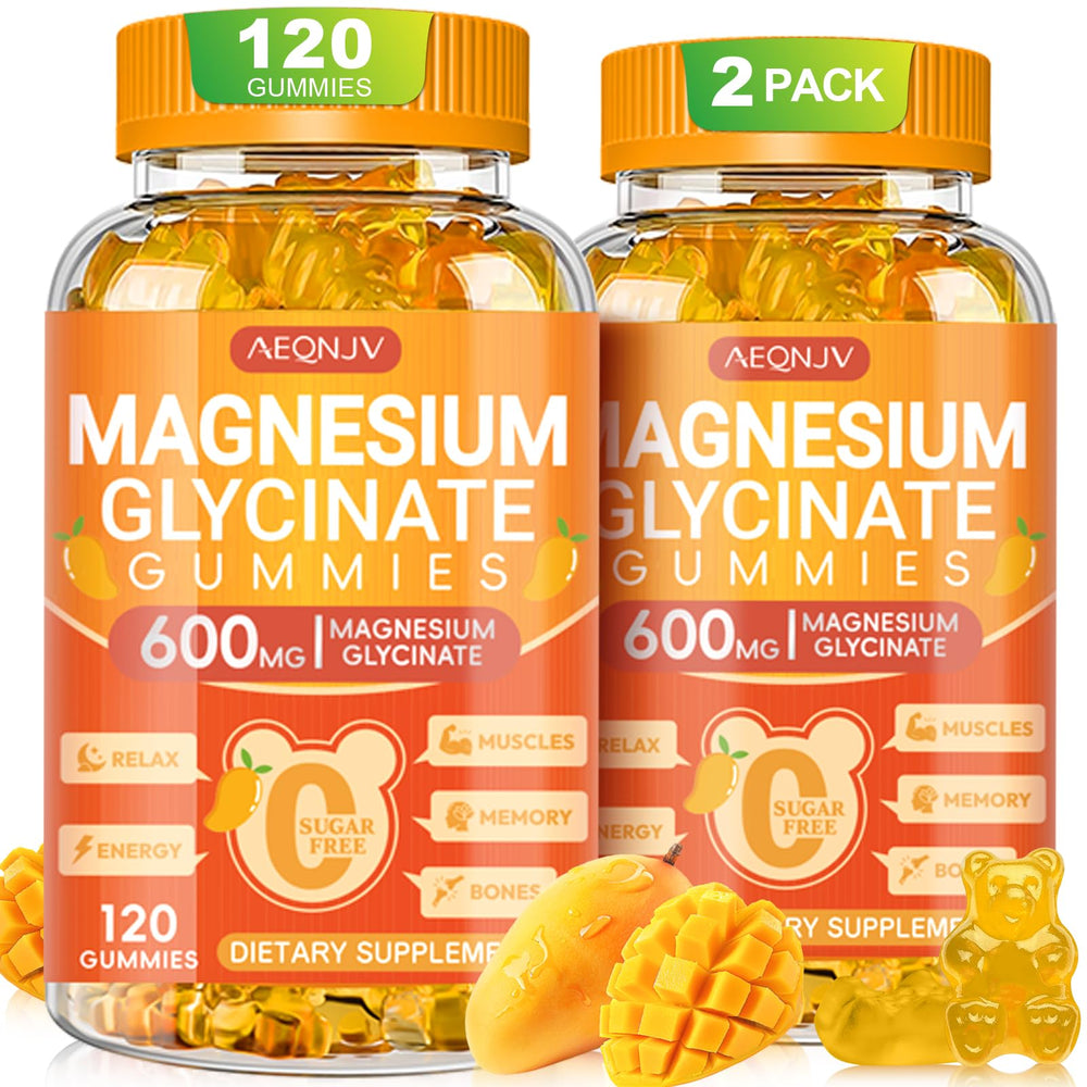 AEQNJV magnesium glycinate gummies bottle front promoting sugar-free calm support