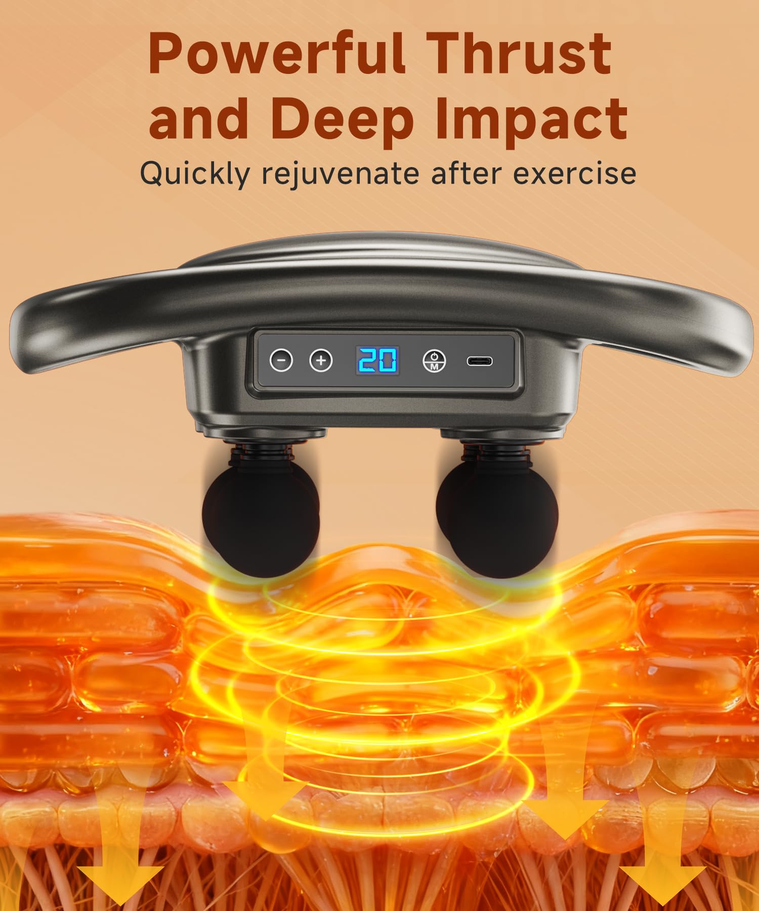 AERLANG 6 head design targets different areas for versatile muscle relief.
