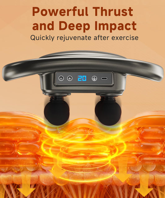 AERLANG 6 head design targets different areas for versatile muscle relief.