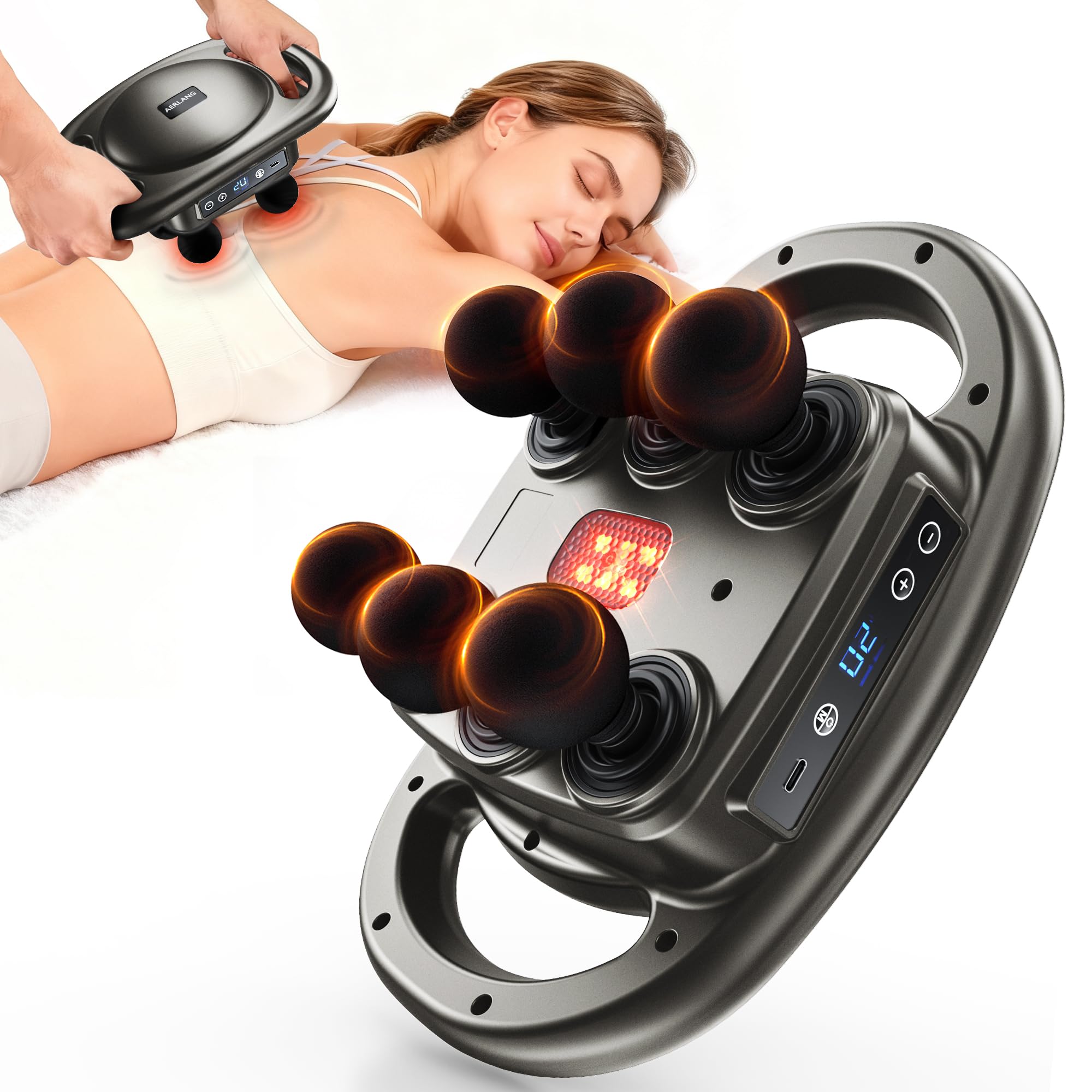 AERLANG massage gun with deep tissue focus and 6 heads for post workout relief.