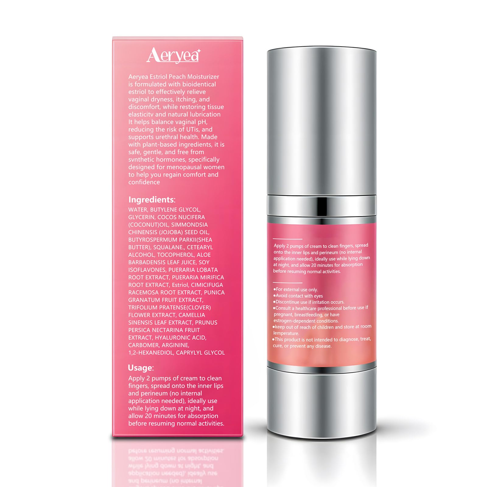 Aeryea packaging front showcases 1 fl oz bottle and simple use.