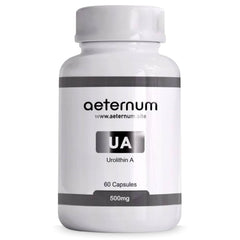 Aeternum Urolithin A bottle pour promotes easy daily capsule intake.