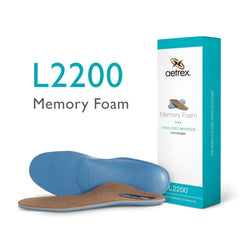 Aetrex L2200 arch-support insoles demonstrate biomechanical alignment.