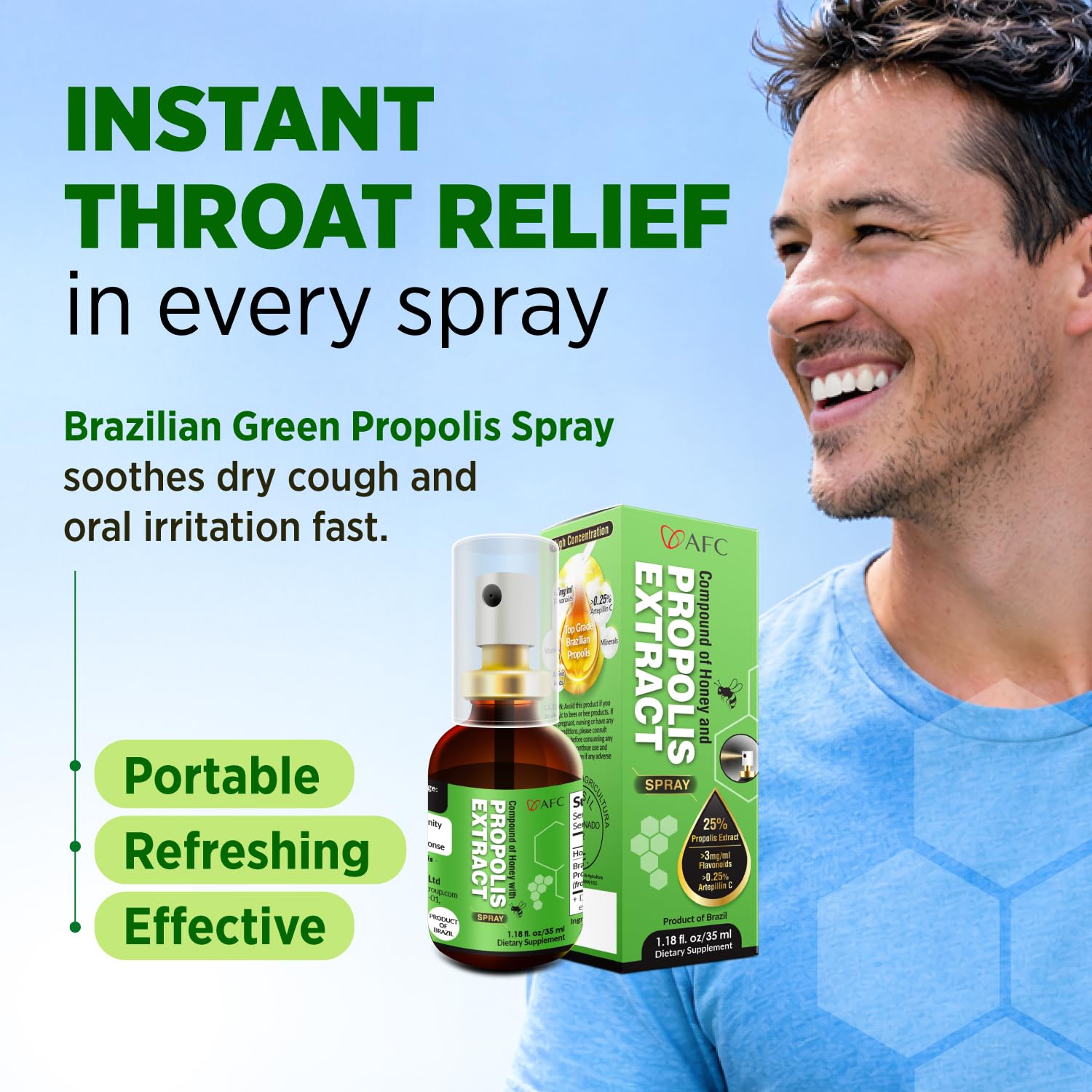 AFC Japan Brazilian Green Propolis Spray honey aroma supports fresh breath