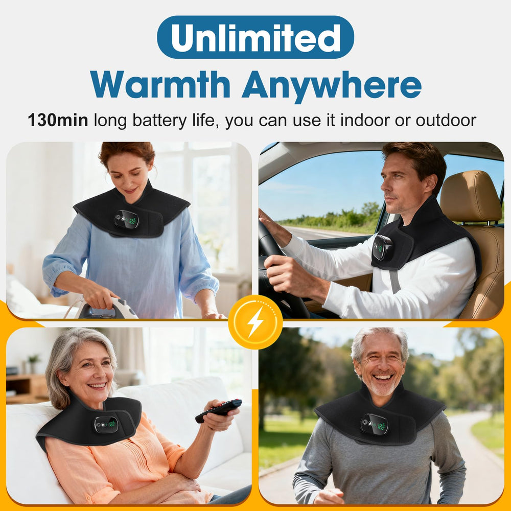 AFDEAL cordless neck and shoulders heating pad weighted design contours to neck