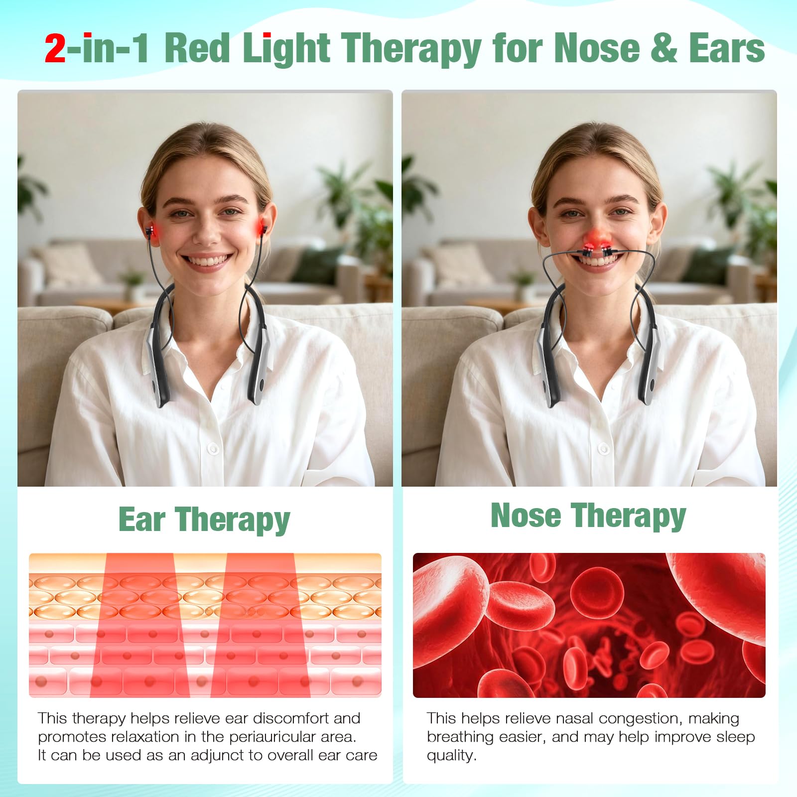 AFFLAT neck-wearable red light device designed for hands-free use.