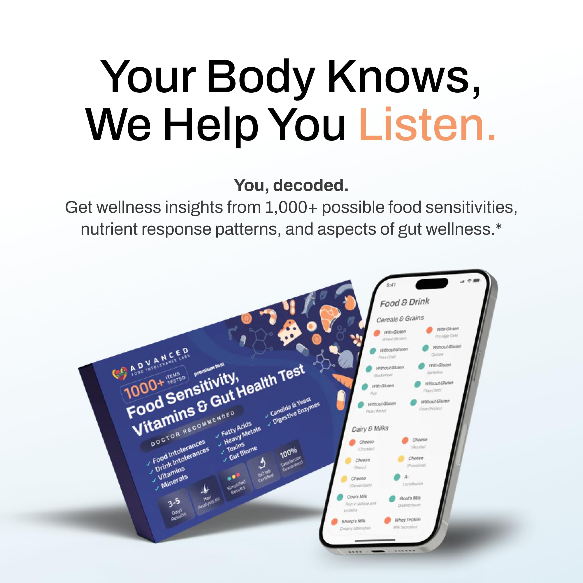 AFIL 1000+ wellness kit box: easy unboxing for at-home testing.