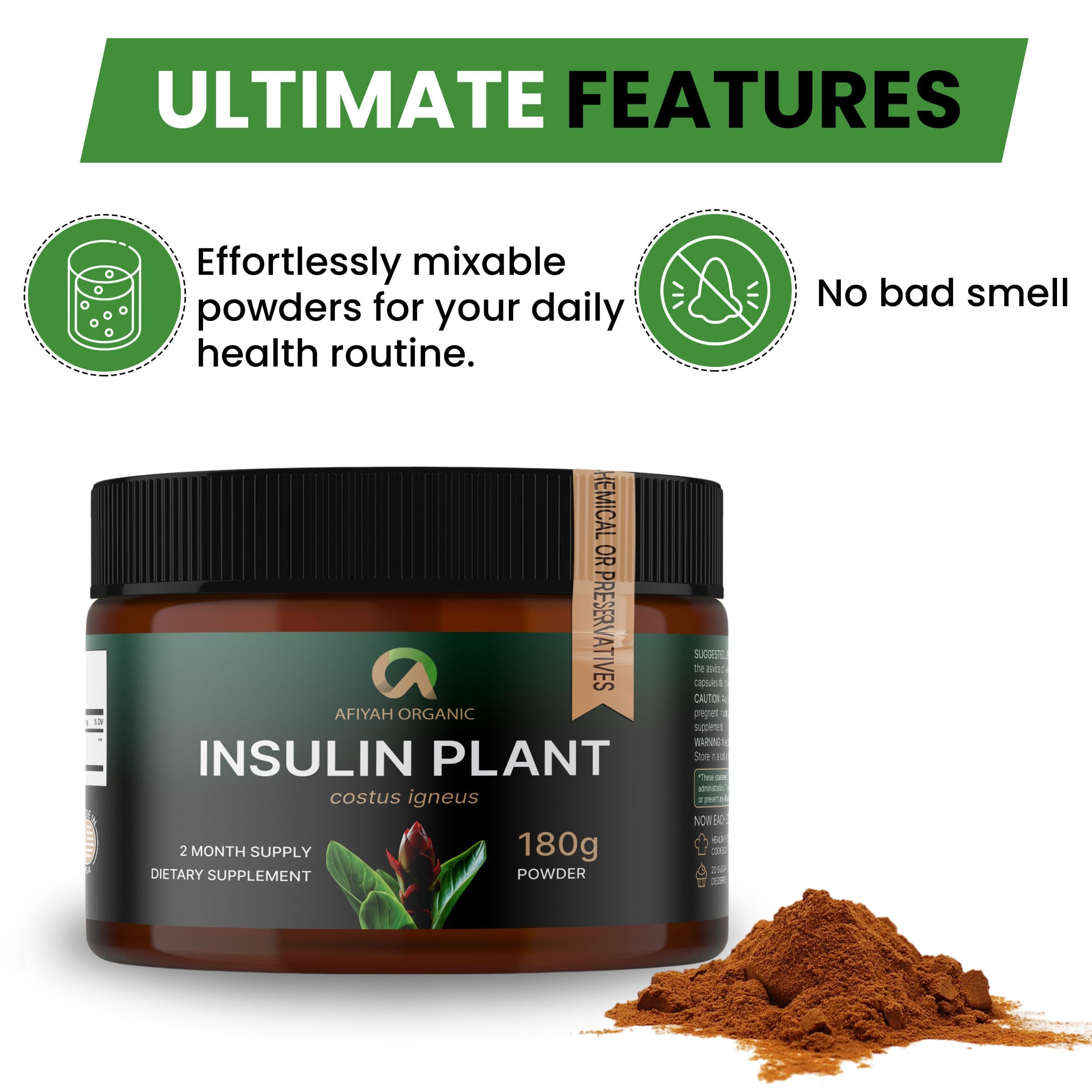 Afiyah Organic Costus Igneus powder ready-mix pairs with smoothies or tea
