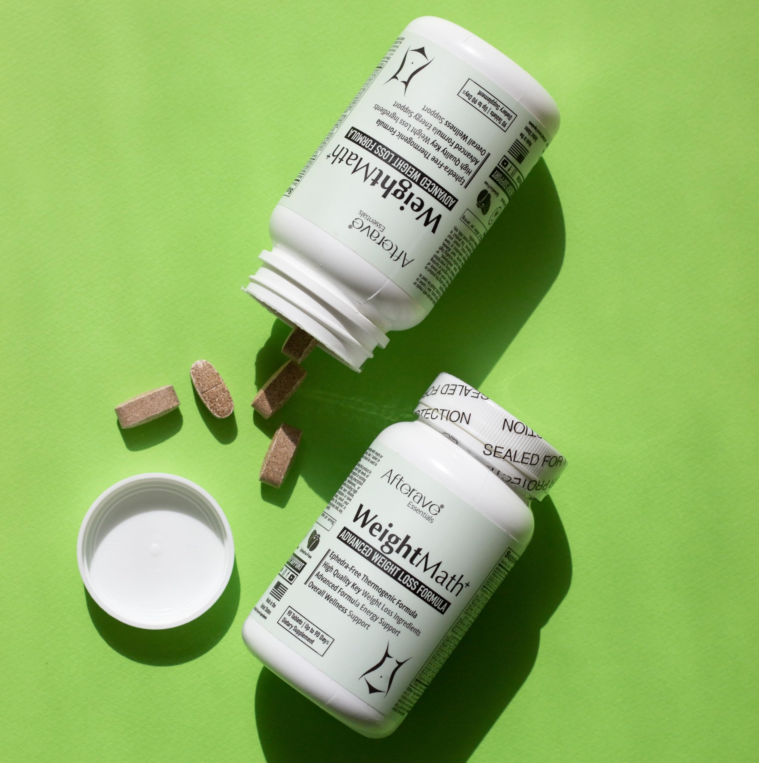 Afterave Essentials WeightMath packaging and label for GMP-certified quality assurance.