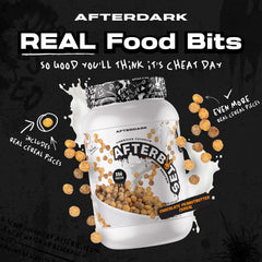 AfterDARK AfterBites nutrition panel shows 25g protein and 4.5g BCAAs per serving