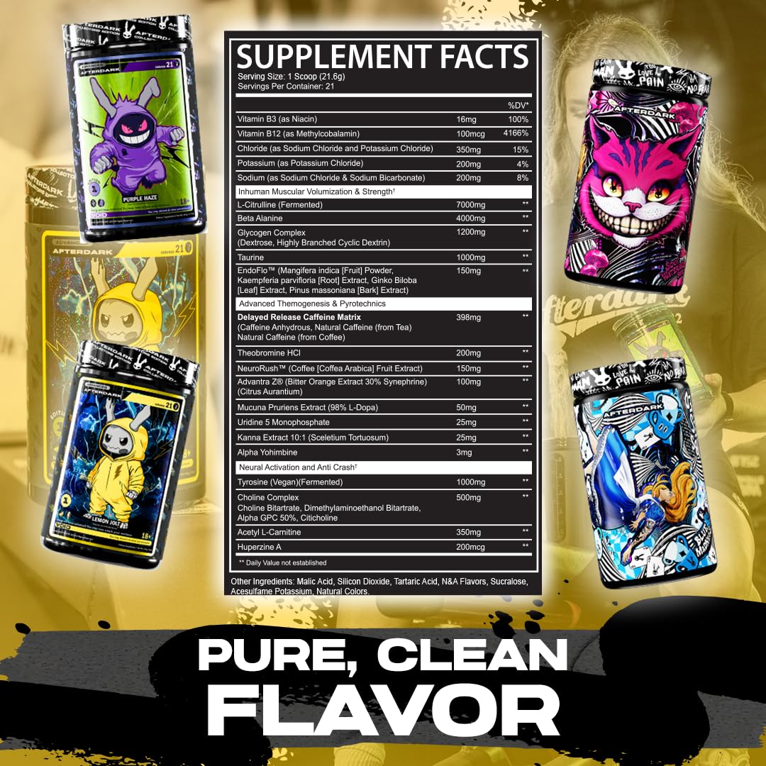 Close-up of AFTERDARK INHUMAN Void label highlighting caffeine and nootropic blend
