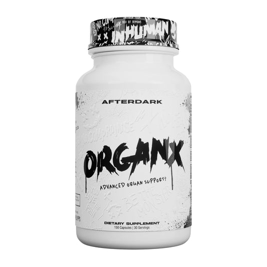AfterDARK OrganX bottle front highlighting comprehensive organ support and detox potential.