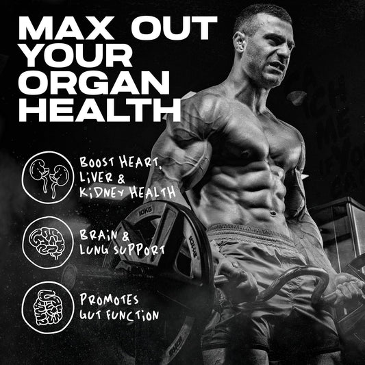 AfterDARK OrganX capsules close-up suggest easy daily supplementation for organ wellness.