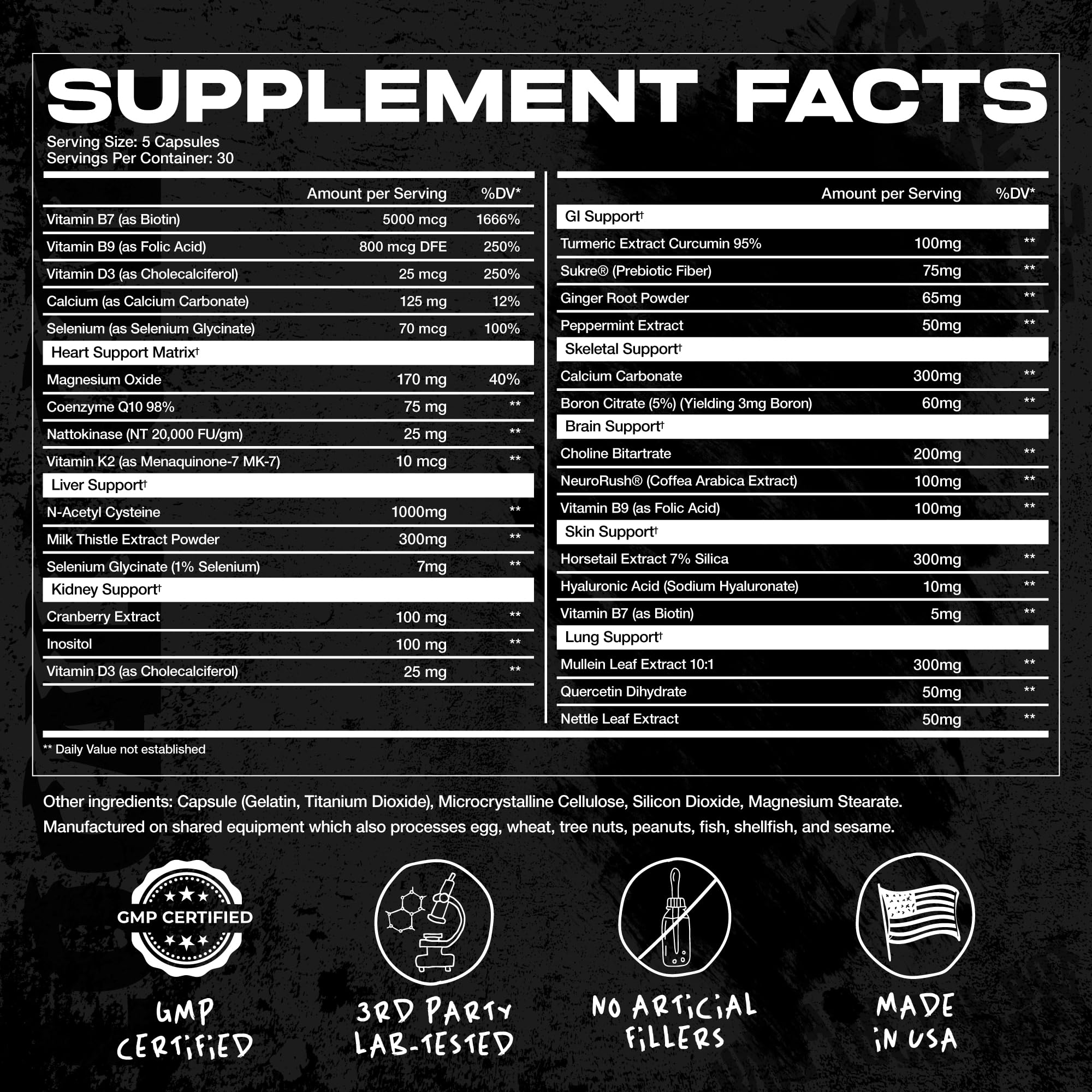 AfterDARK OrganX ingredient panel shows clean, USA-made formulation.