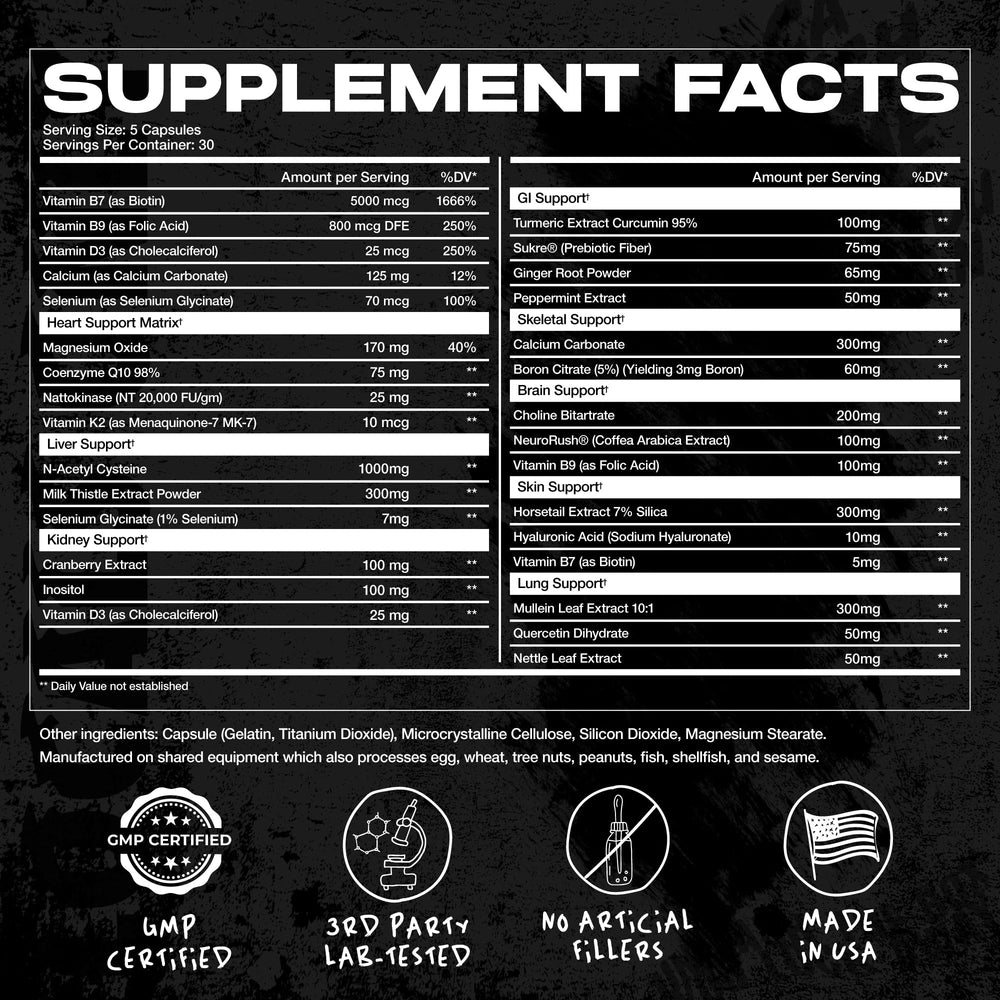 AfterDARK OrganX ingredient panel shows clean, USA-made formulation.
