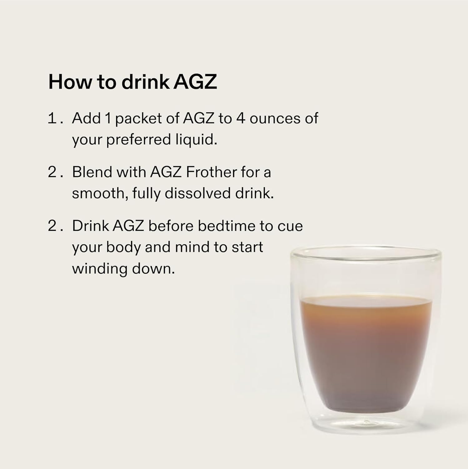 AG1 AGZ Sleep Drink frother included for a smooth beverage