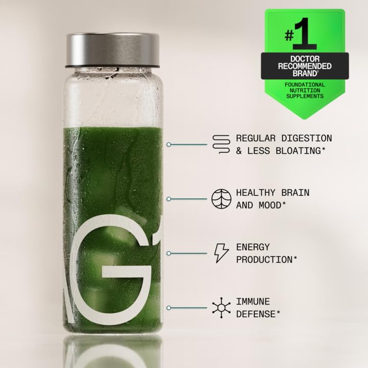 AG1 greens powder dissolving smoothly in water for quick mix.