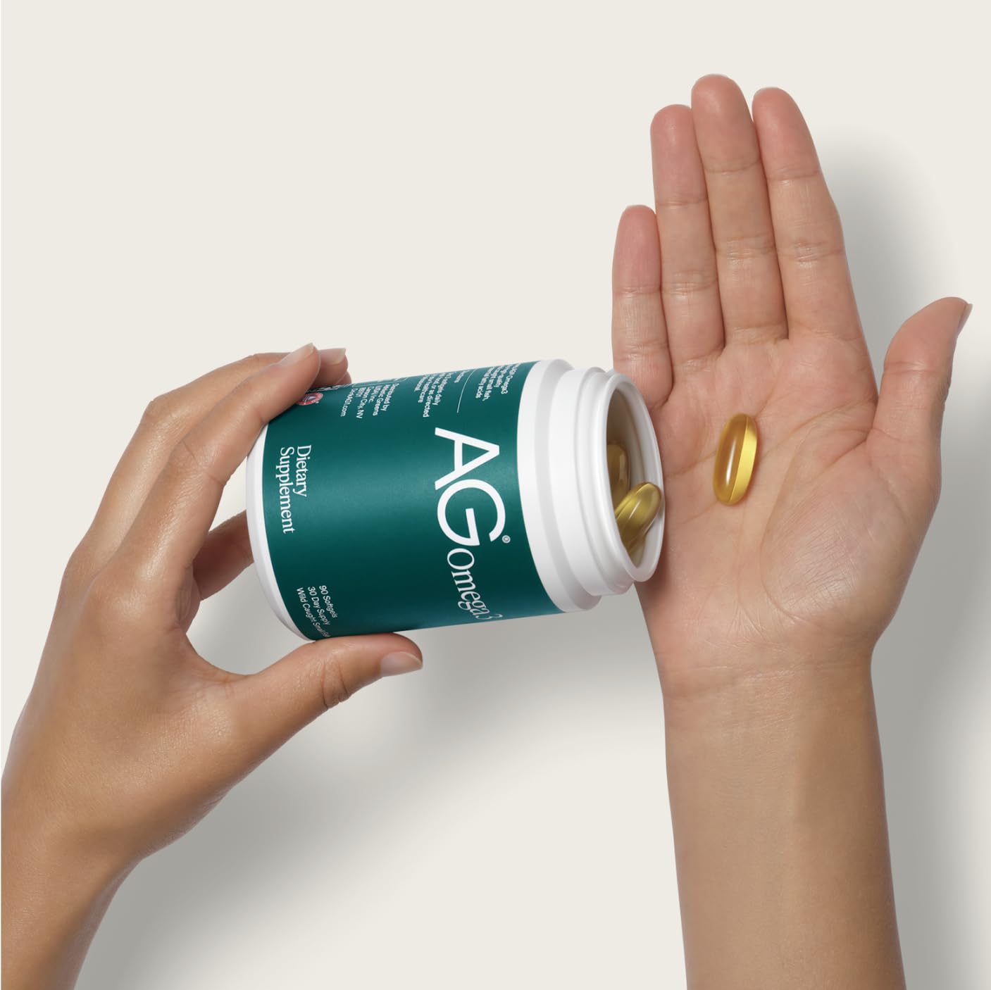 NSF Certified for Sport label on AG1 Omega-3 packaging.