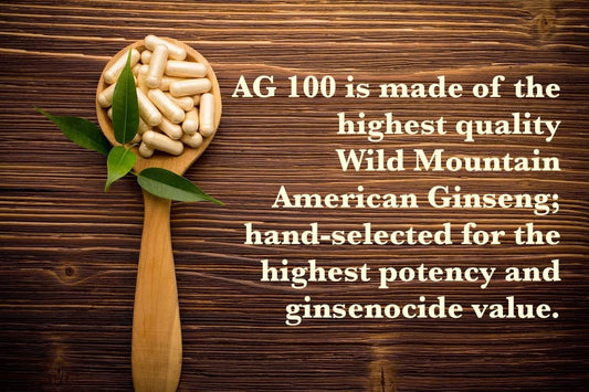 AG 100 bottle close-up shows capsule integrity for quality use