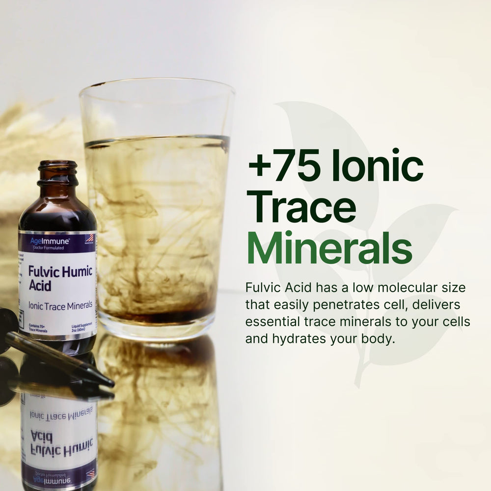AgeImmune Fulvic Humic product shot featuring an active person rehydrating.