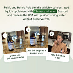 AgeImmune Fulvic Humic packaging label shows 75+ minerals for mineral balance.