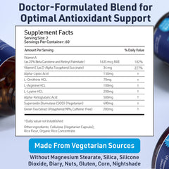 AgeImmune SOD capsules closeup highlighting 400 mg SOD and antioxidant blend.