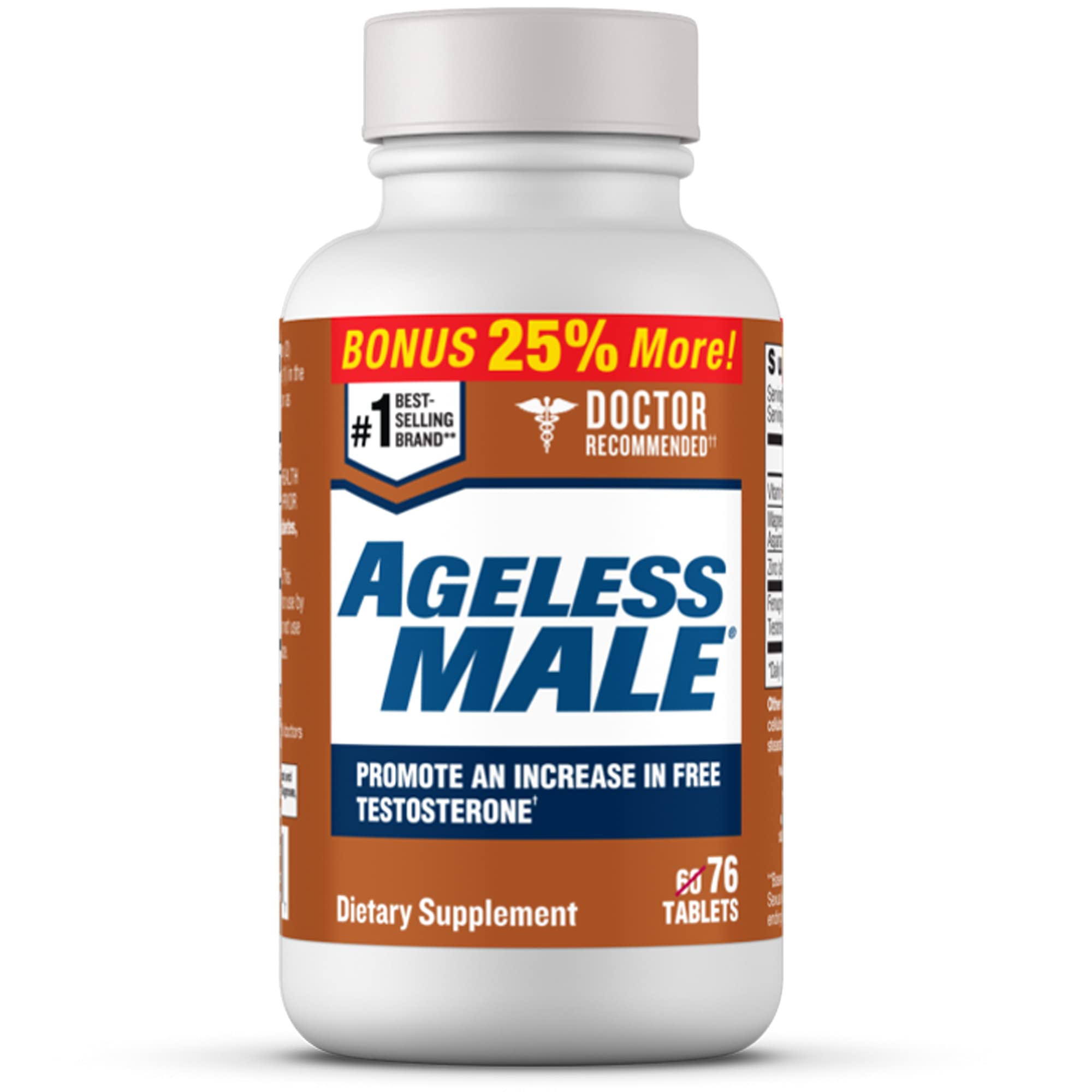 Ageless Male free testosterone bottle for energy support