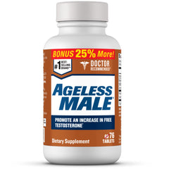 Ageless Male free testosterone bottle for energy support