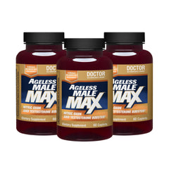 Ageless Male Max bottle front view highlighting total testosterone support.