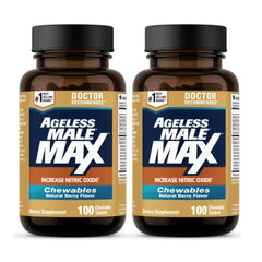 Ageless Male Max chewable berry bottle for convenient daily workouts and energy