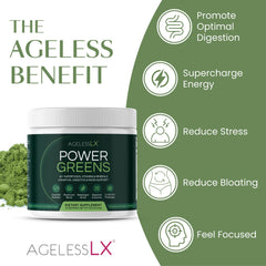 AgelessLX Power Greens ready for daily use in smoothies or water