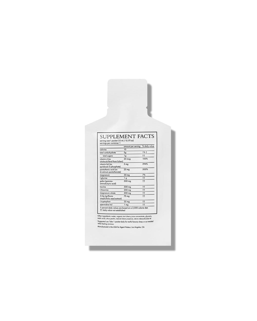 Agent Nateur Calm label highlights magnesium citrate and taurine ingredients