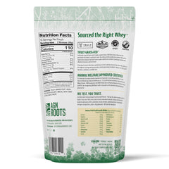 AGN Roots Grass Fed Whey Isolate unflavored bag, clean formula for mix-and-match recipes