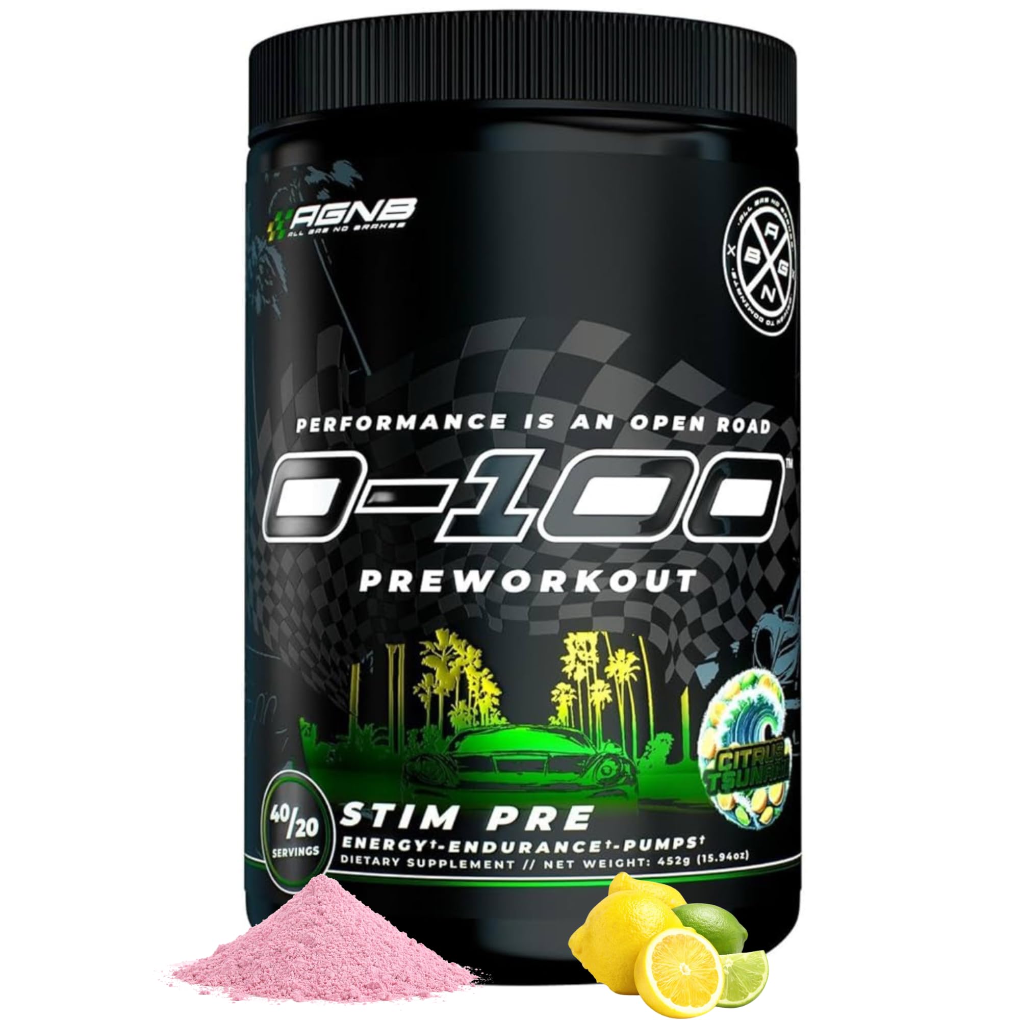 AGNB 0-100 pre-workout tub front for high-energy sessions