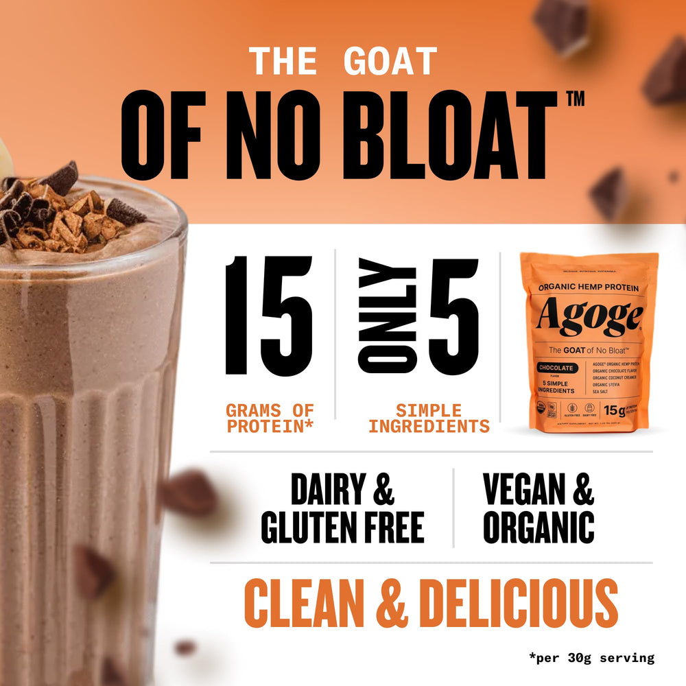 Agoge plant-based gluten-free hemp protein powder, ideal for clean meal planning.