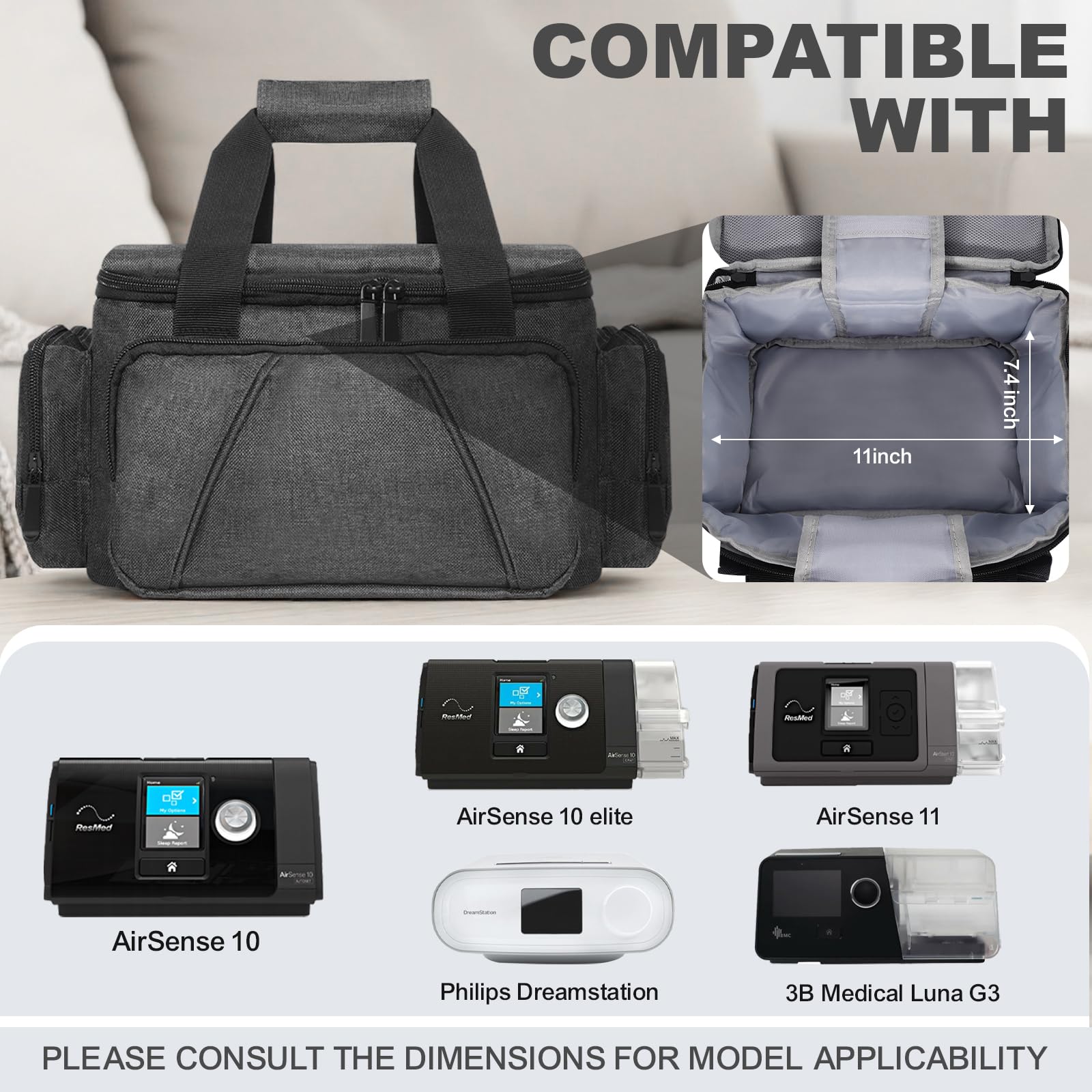 AHIBIO CPAP bag internal-strap secures your device during transit