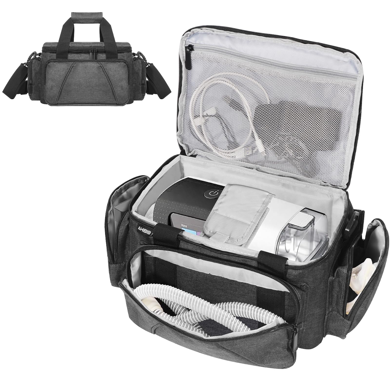 AHIBIO CPAP travel bag under-seat design keeps it discreet and travel-ready