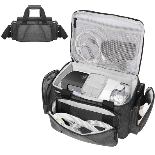 AHIBIO CPAP travel bag under-seat design keeps it discreet and travel-ready