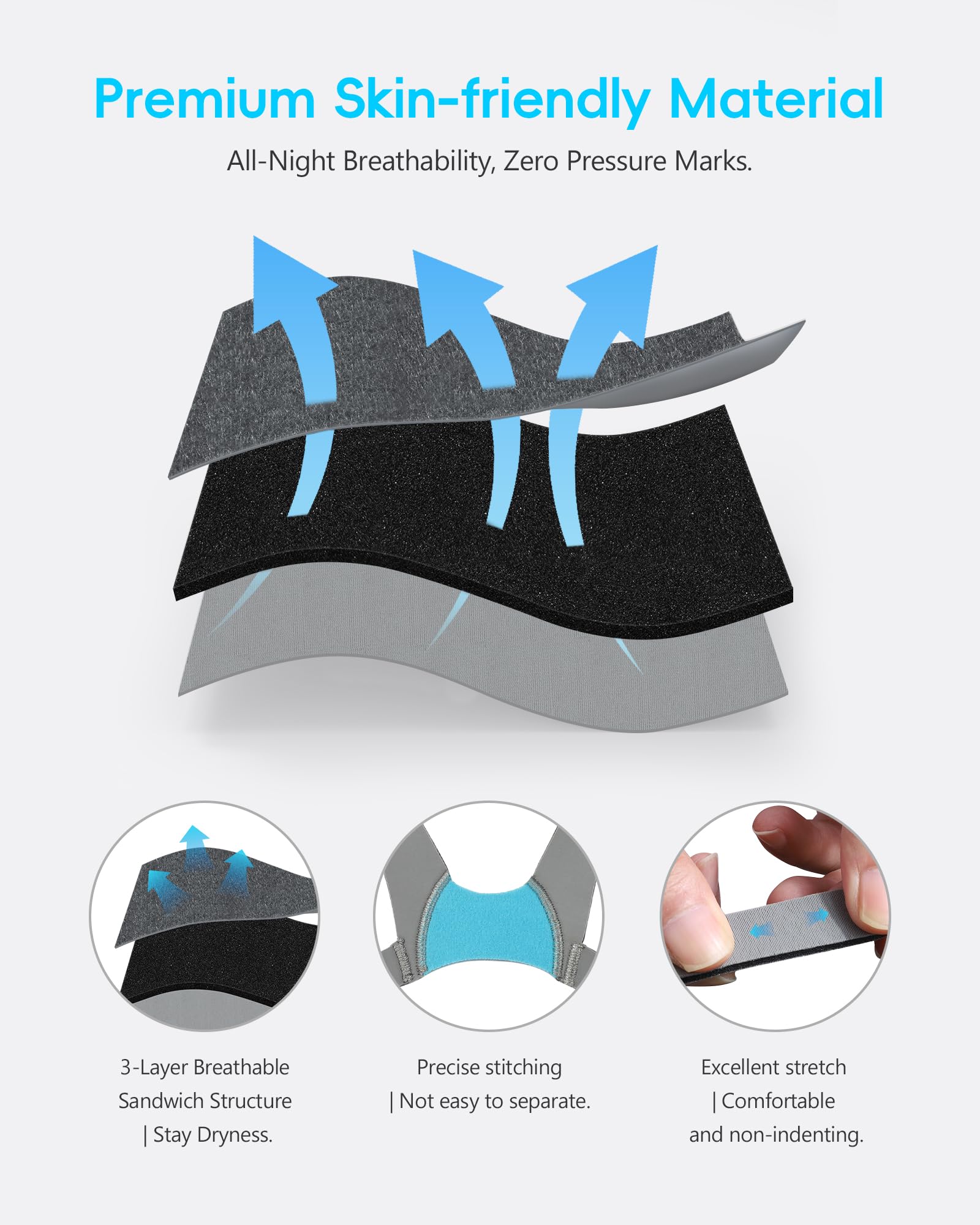 Washable material allows repeated use and simple cleaning for daily CPAP routines.