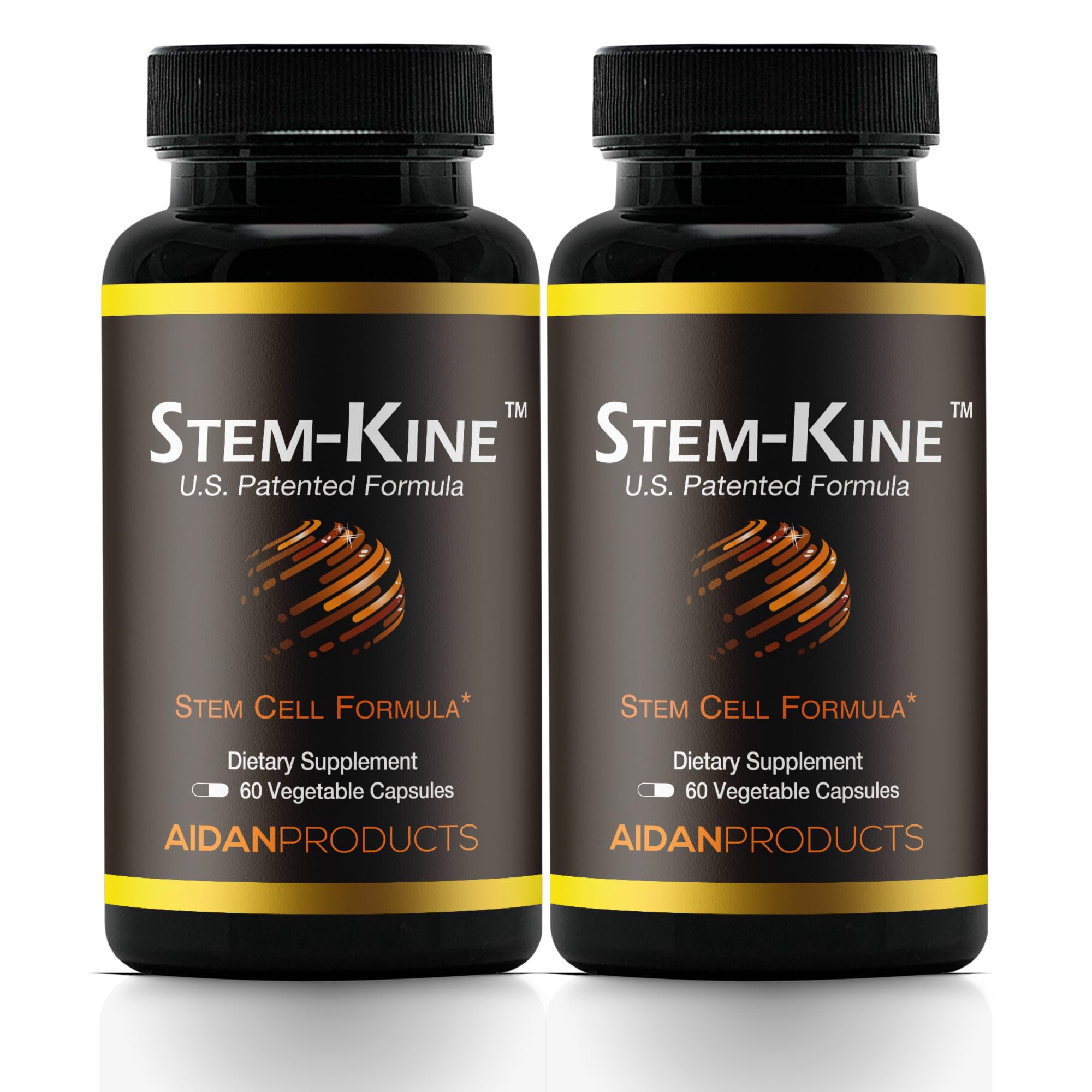 Aidan Products Stem-Kine bottle shows capsules for endothelial health support.