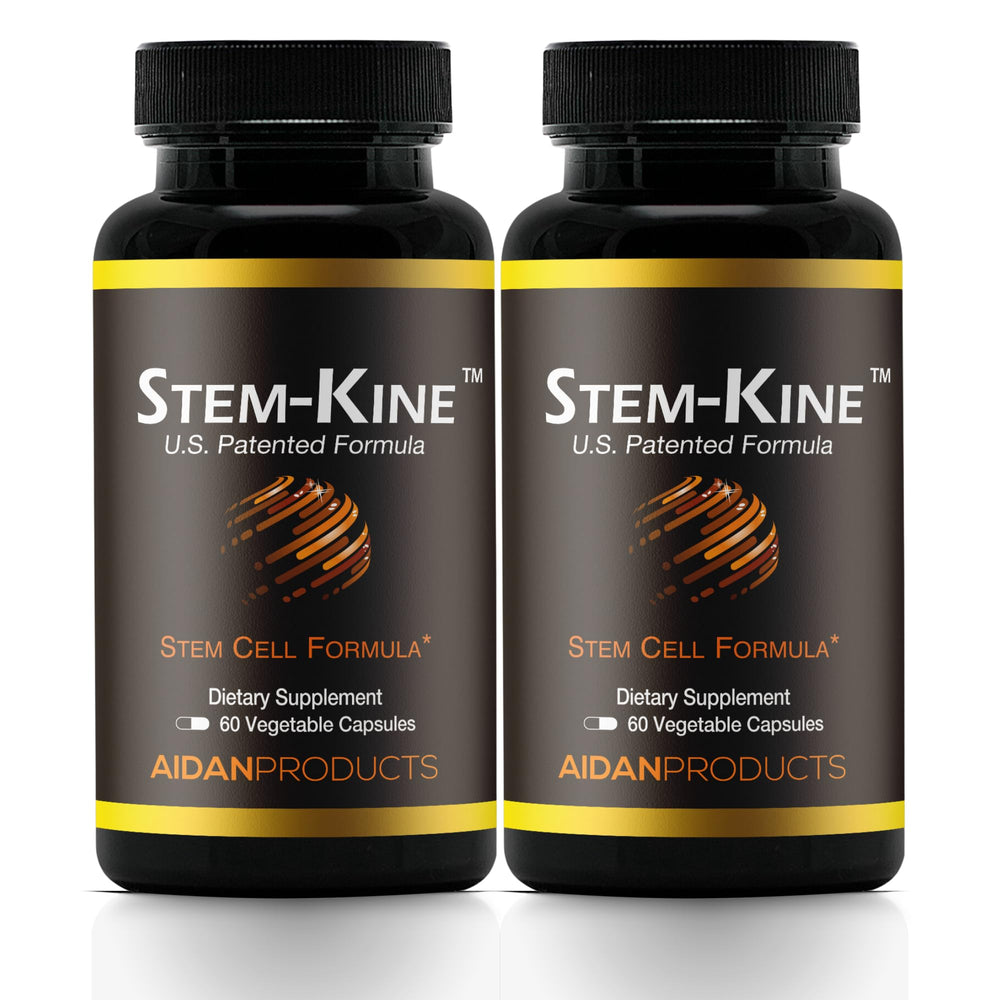 Aidan Products Stem-Kine bottle shows capsules for endothelial health support.