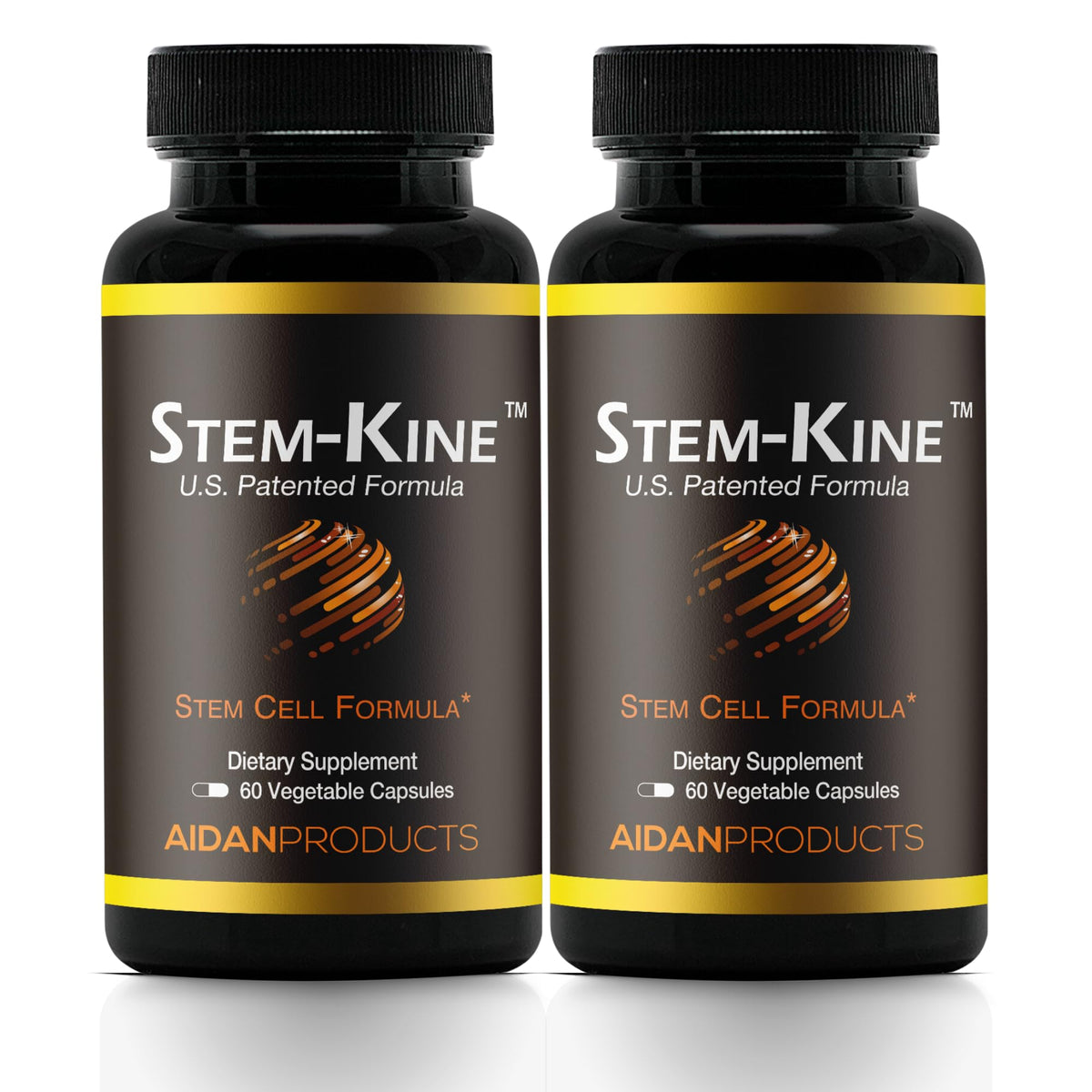 Aidan Products Stem-Kine bottle shows capsules for endothelial health support.