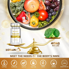 Supplement facts card displayed for AIDEVI NMN 18000 bottle.