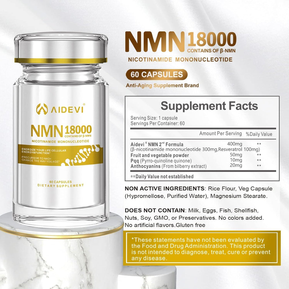 Made in USA under GMP standards for AIDEVI NMN 18000.