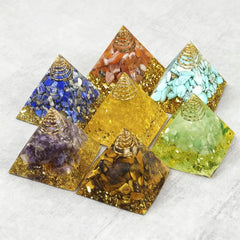 AierCrystal crystal pyramid inside shot reveals gold leaf accents.