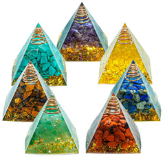 AierCrystal mini pyramid 7pcs front view for elegant desk decor and calming ambience.
